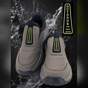 New Outdoor Slip-On Men Sz 13 Sneakers in Gray and Black Solid Traction Pull Tab